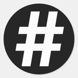 HASHTAG SYMBOL CLASSIC ROUND STICKER