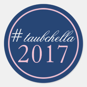 Hashtag Wedding Favor Sticker Pink/Navy