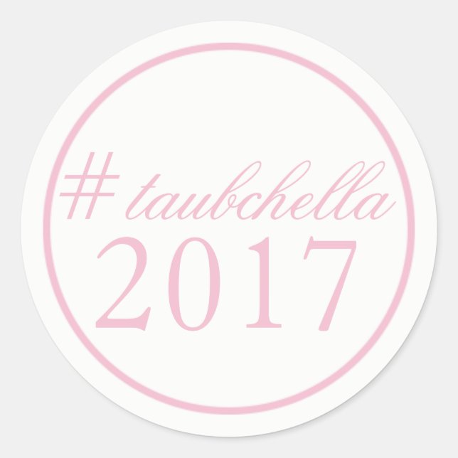 Hashtag Wedding Favor Sticker Pink/Navy (Front)