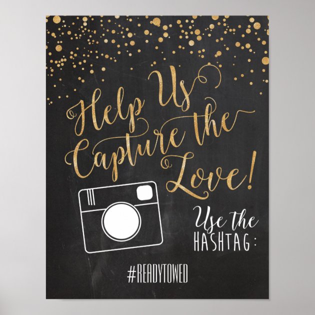 Hashtag Wedding Sign Poster