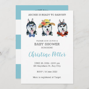 Haski Cute Puppy Theme Baby Shower Invitation