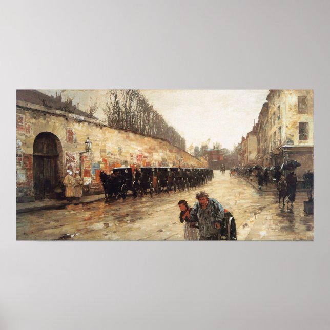 Hassam - Cab Station Rue Bonaparte 1887 Poster (Front)