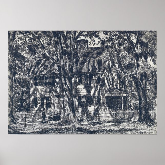 Hassam - Lion Gardiner House Easthampton Poster (Front)