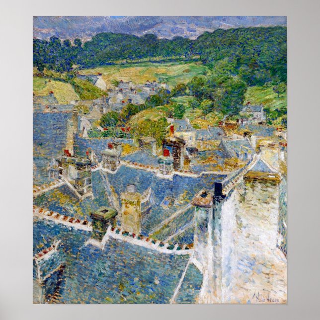 Hassam - Rooftops Pont Aven Brittany 1897 Poster (Front)