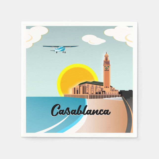 Hassan II Mosque Casablanca Morocco Napkins (Front)