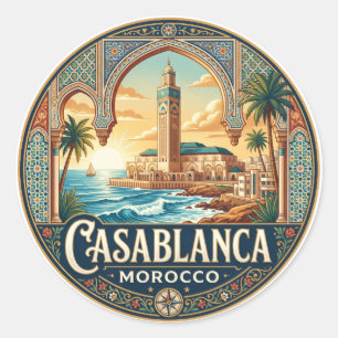 Hassan II Mosque Morocco Classic Round Sticker