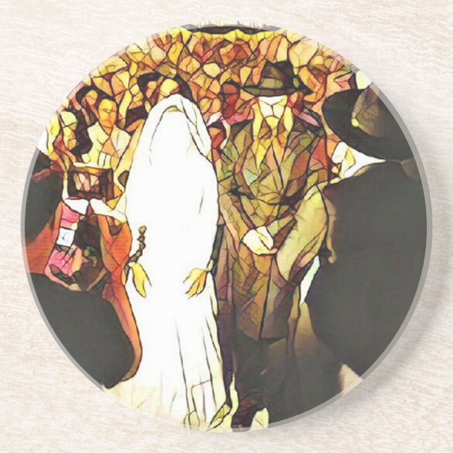 Hassidic Wedding Sandstone Coaster (Front)