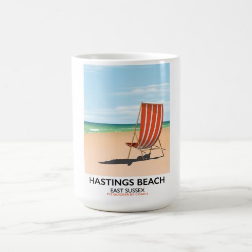 Hastings Beach East Sussex vintage travel poster Coffee Mug