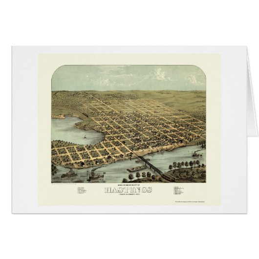 Hastings, MN Panoramic Map - 1867 Cards (Front Horizontal)