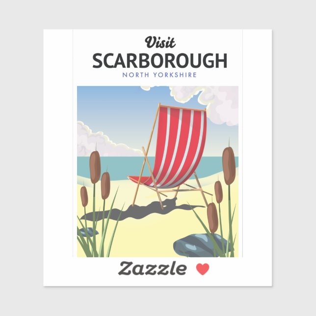 Hastings North Yorkshire seaside poster. Sticker (Sheet)