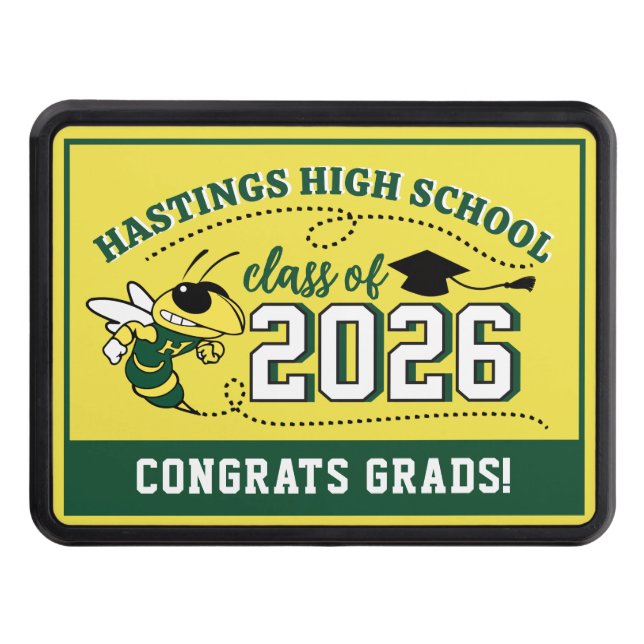 Hastings NY Buzz Custom ANY MESSAGE Grad  Hitch Cover (Front)