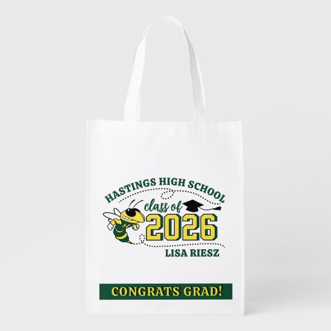 Hastings NY Buzz Custom Graduation whiteFavor Bag  (Front)