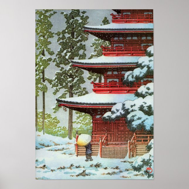 Hasui Kawase Winter Scene Poster (Front)