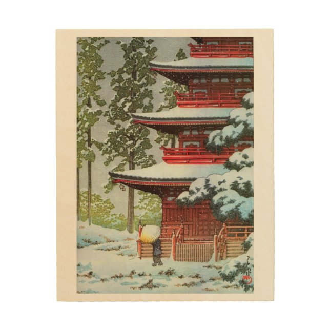 Hasui Kawase Winter Scene Wood Wall Art (Front)