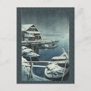 Hasui Kawase Winter Snow Lake Scene Postcard