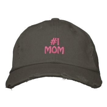 Hat "#1 Mom" Customizeable Embroided Baseball Cap by Gigglesandgrins at Zazzle