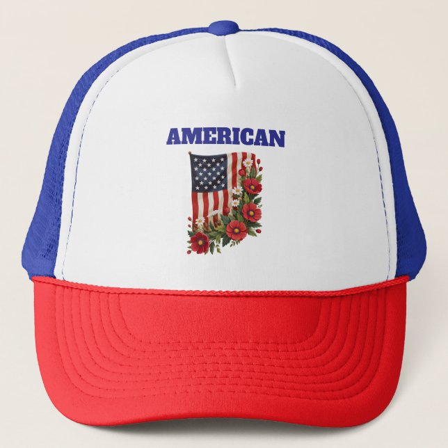 Hat-American Flag Floral Cap (Front)