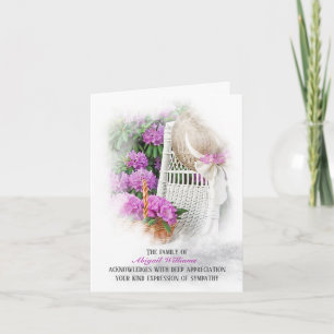 Hat and Basket in Azalea Garden Sympathy Letterpress Thank You Card