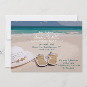 Hat and Beach Shoes Bachelorette Party Invitation