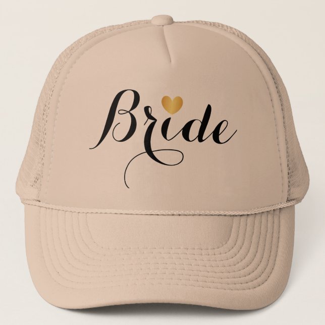 Hat - Bride Script Heart Tan (Front)