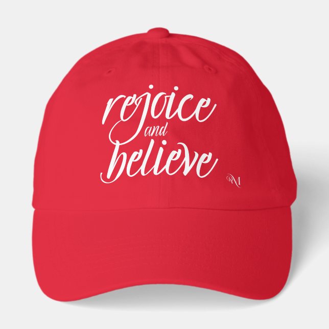 Hat (Cap) : Rejoice and Believe (red) (Front)