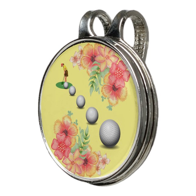 Hat Clip Sports Golfing Golfer Floral  (3/4)