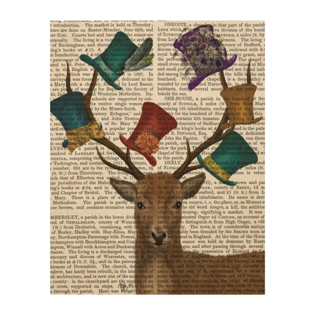 Hat Collector Deer Wood Wall Art (Front)