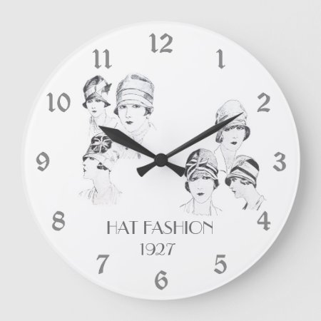 Hat Fashion Vintage Illustrated Hats Roaring 20s Large Clock