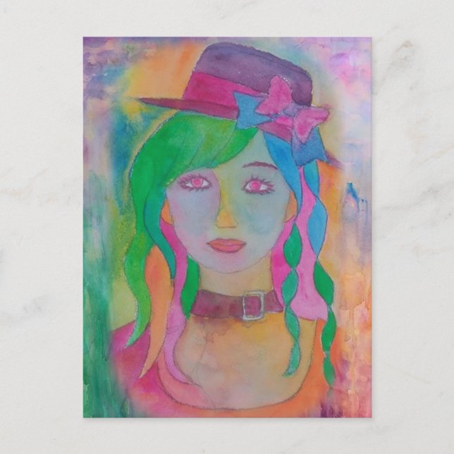 hat girl - post card (Front)