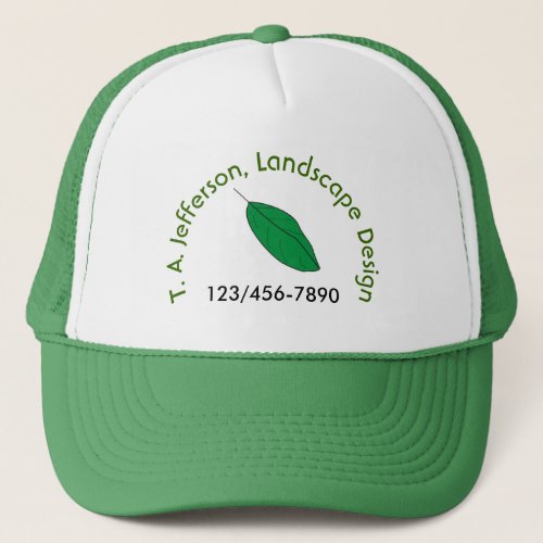 Hat _ Green Leaf with Curved Text