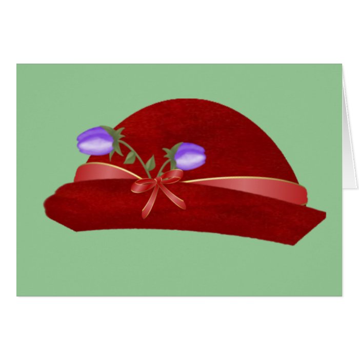 Hat in Red with Purple Flower Cards