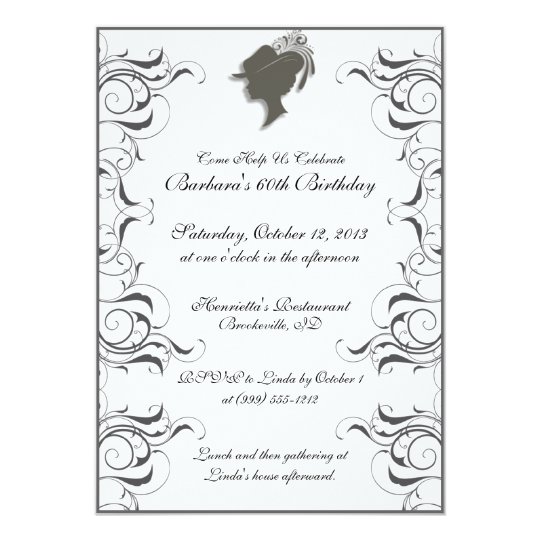 Hat Lady Elegant Birthday Party Invitations | Zazzle.com