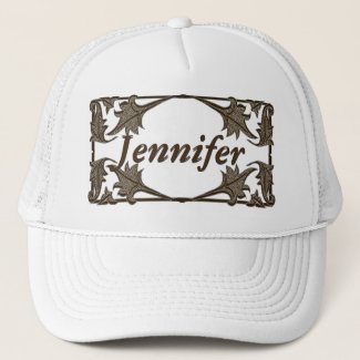 Hat - Leafy Braket Frame with Name (black)