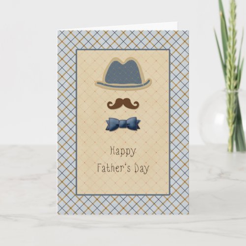 Hat Mustache and Bow Tie Fathers Day Card
