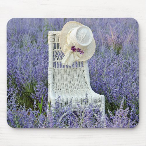 Hat On Wicker Chair in Sage Mouse Pad