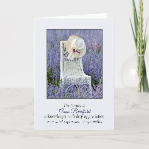 Hat on Wicker Chair Sympathy Thank You Card