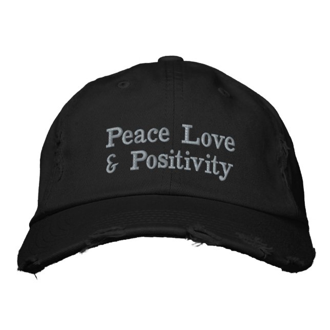 Hat- peace love & positivity collection embroidered baseball cap (Front)