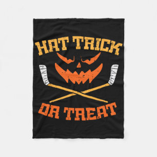 Hat Trick Or Treat Ice Hockey Halloween Boy Men Pl Fleece Blanket