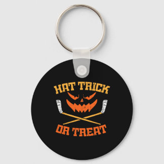 Hat Trick Or Treat Ice Hockey Halloween Boy Men Pl Keychain