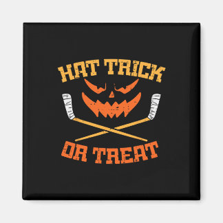 Hat Trick Or Treat Ice Hockey Halloween Boy Men Pl Magnet