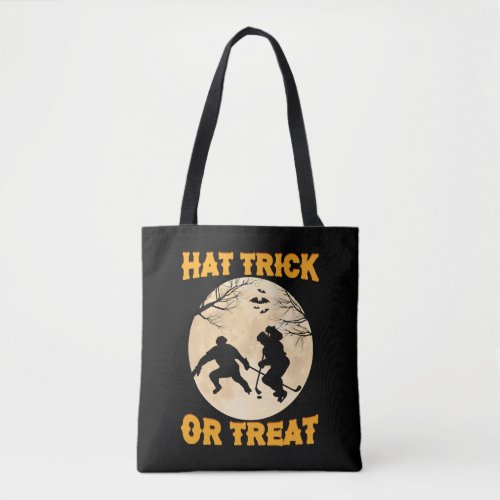 Hat Trick Or Treat Ice Hockey Player Coach Tote Bag