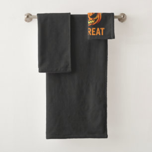 Hat Trick or Treat Spooky Halloween ice Hockey   Bath Towel Set