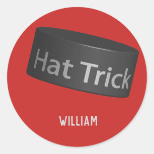 Hat Trick Puck with name Classic Round Sticker