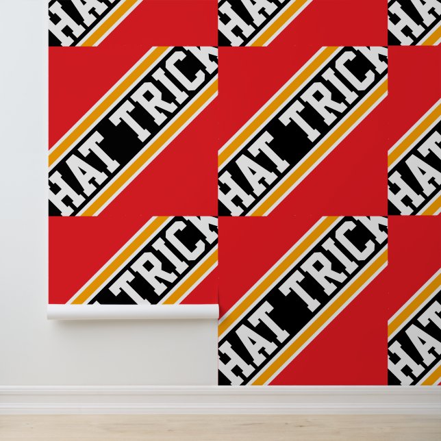 HAT TRICK Tiled Bright Red Yellow Black Stripes Wallpaper (Application)