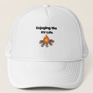 Hat with Enjoying the RV Life and a Campfire