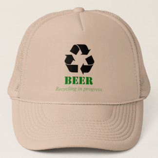 Hat with funny beer recycling saying