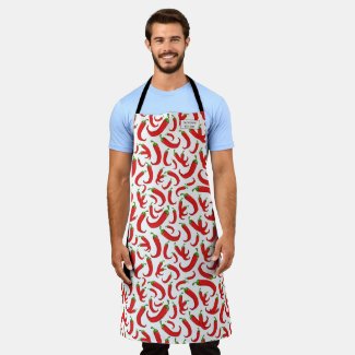 Hatch New Mexico Chili Peppers with Name Tag Apron