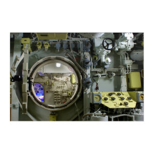 hatch on an old retro submarine acrylic print