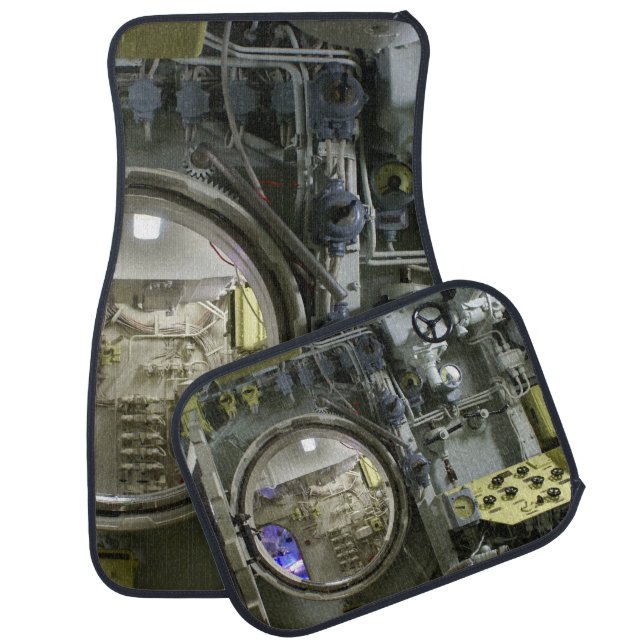 hatch on an old retro submarine car floor mat (Set)