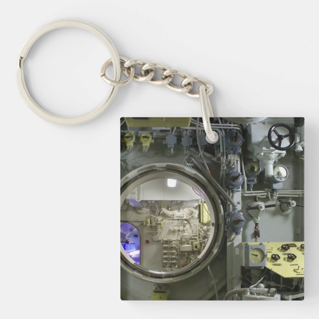 hatch on an old retro submarine keychain (Front)
